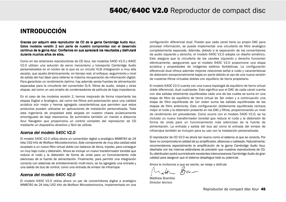 Introducción | Cambridge Audio 540C User Manual | Page 45 / 116