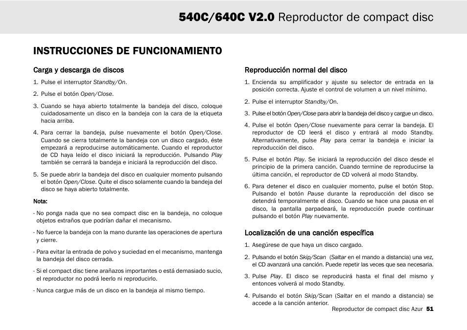 Instrucciones de funcionamiento | Cambridge Audio 540C User Manual | Page 51 / 116