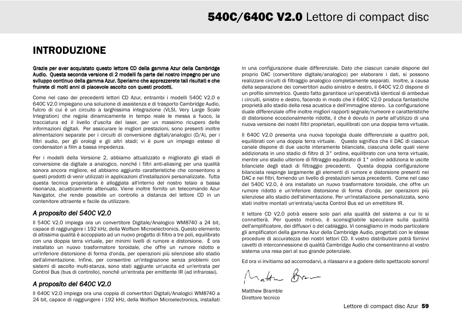 Introduzione | Cambridge Audio 540C User Manual | Page 59 / 116