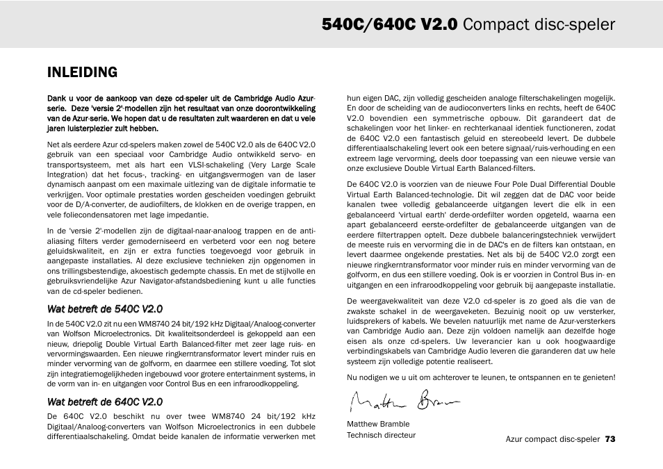 Inleiding | Cambridge Audio 540C User Manual | Page 73 / 116