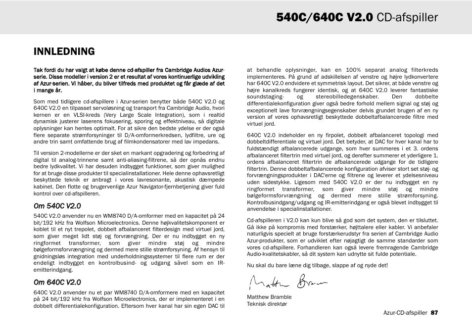 Innledning | Cambridge Audio 540C User Manual | Page 87 / 116