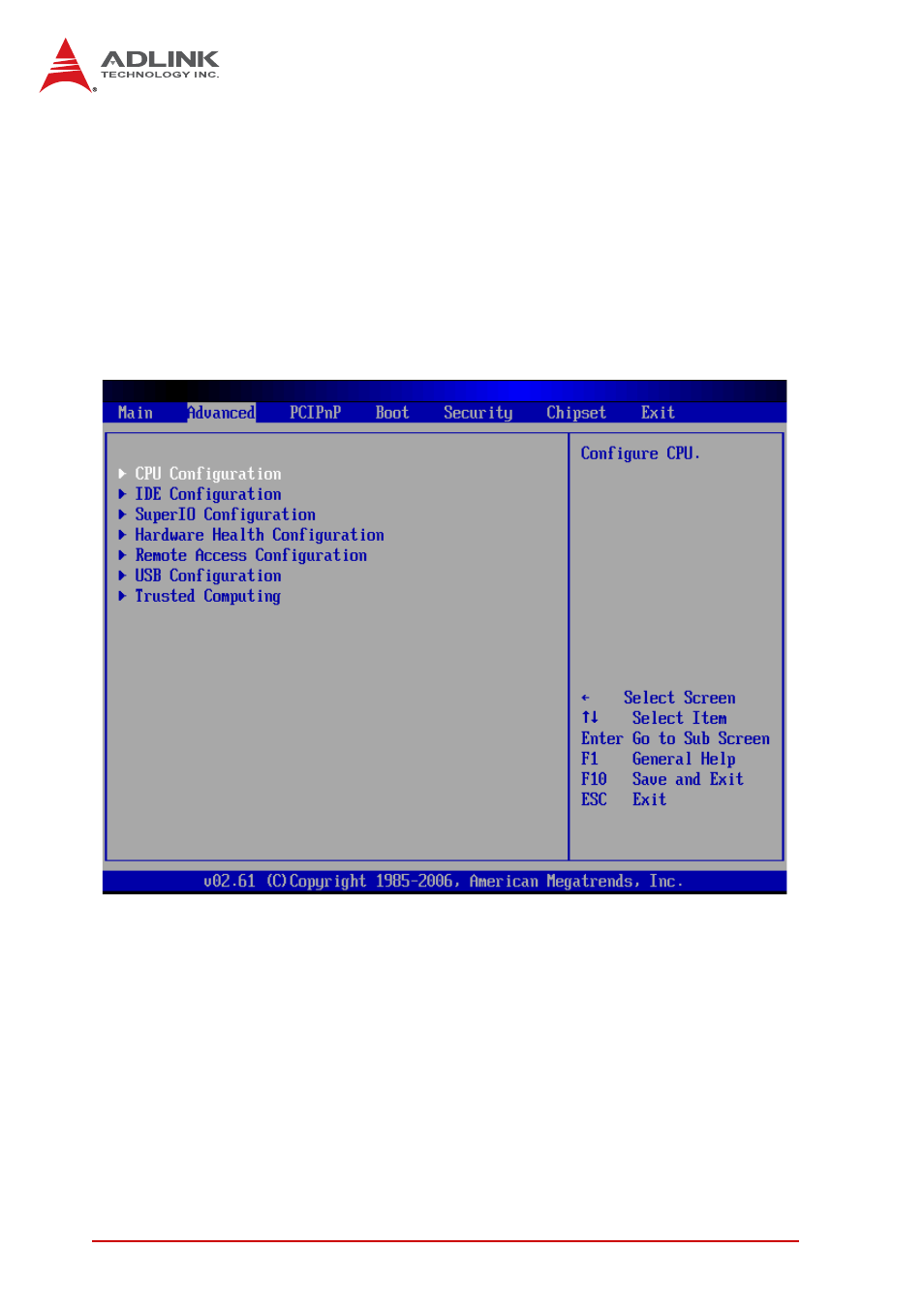 3 advanced bios setup, Advanced bios setup | ADLINK NuPRO-E320 User Manual | Page 58 / 104