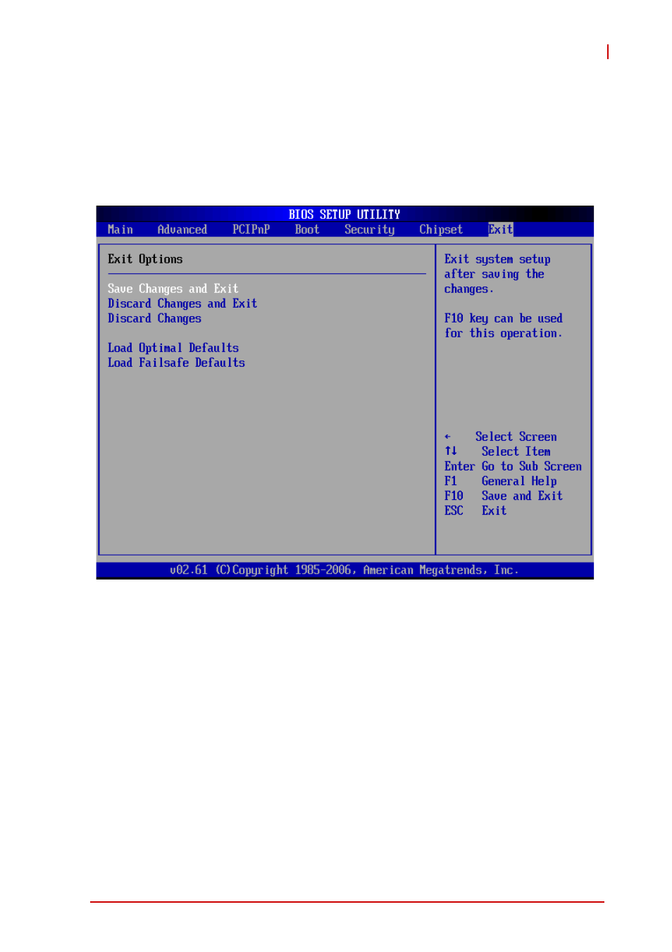 8 exit menu, Save changes and exit, Exit menu | ADLINK NuPRO-E320 User Manual | Page 83 / 104