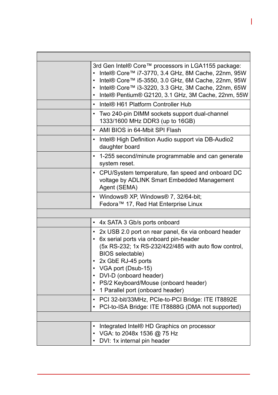 3 specifications, Specifications | ADLINK NuPRO-A40H User Manual | Page 17 / 100