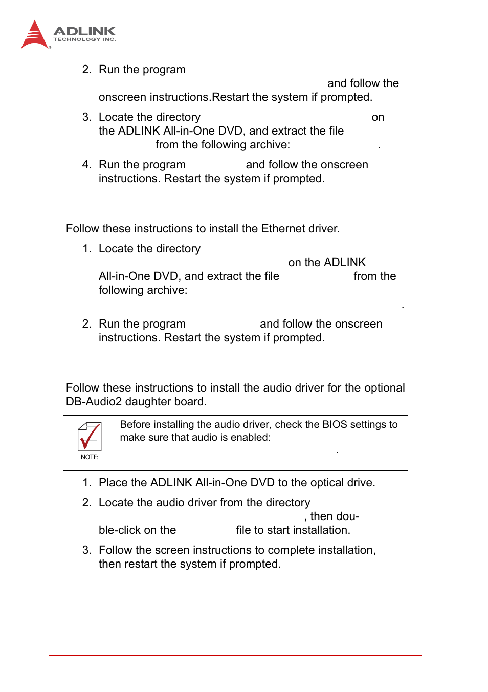 3 ethernet driver, 4 audio driver, Ethernet driver | Audio driver | ADLINK NuPRO-A40H User Manual | Page 50 / 100