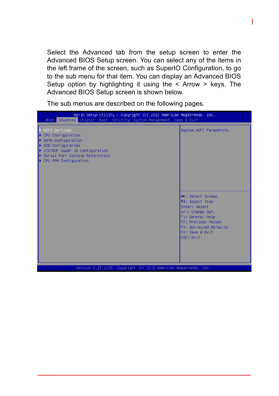 3 advanced bios setup, Advanced bios setup | ADLINK NuPRO-A40H User Manual | Page 57 / 100