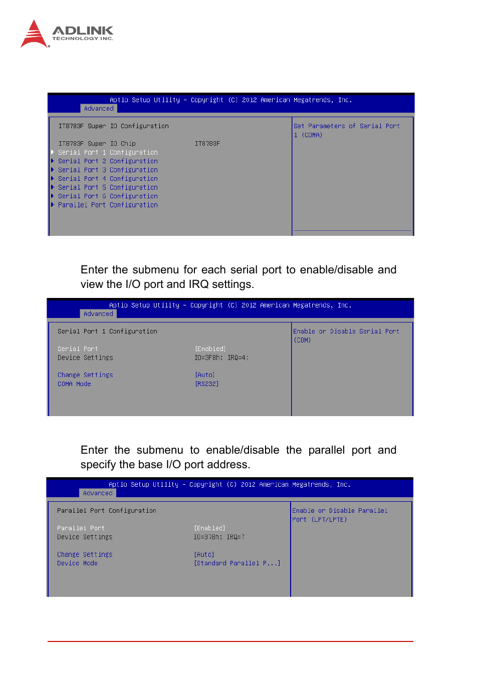 5 super io configuration | ADLINK NuPRO-A40H User Manual | Page 64 / 100