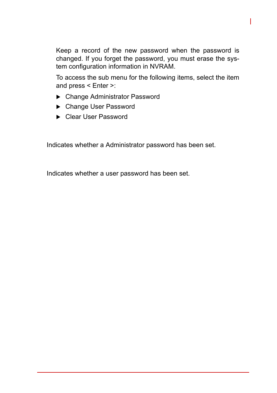 Administrator password, User password | ADLINK NuPRO-A40H User Manual | Page 81 / 100