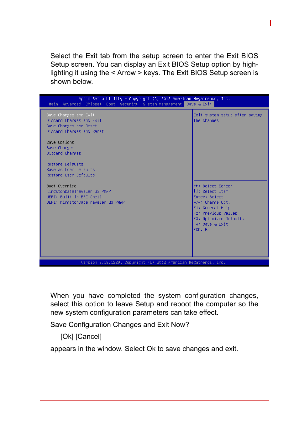 8 exit menu, Save changes and exit, Exit menu | ADLINK NuPRO-A40H User Manual | Page 83 / 100
