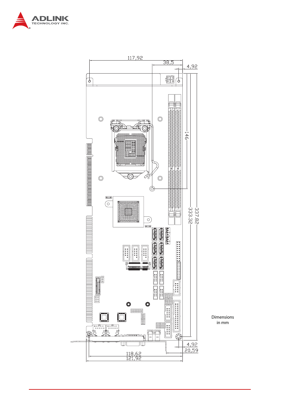 6 mechanical drawing, Mechanical drawing, Figure 1-2: nupro-a331 board dimensions | ADLINK NuPRO-A331 User Manual | Page 22 / 102
