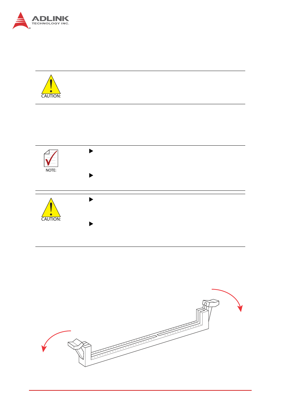 2 mounting the motherboard, 3 installing memory modules (dimm), Mounting the motherboard | Installing memory modules (dimm) | ADLINK IMB-M42H User Manual | Page 20 / 56