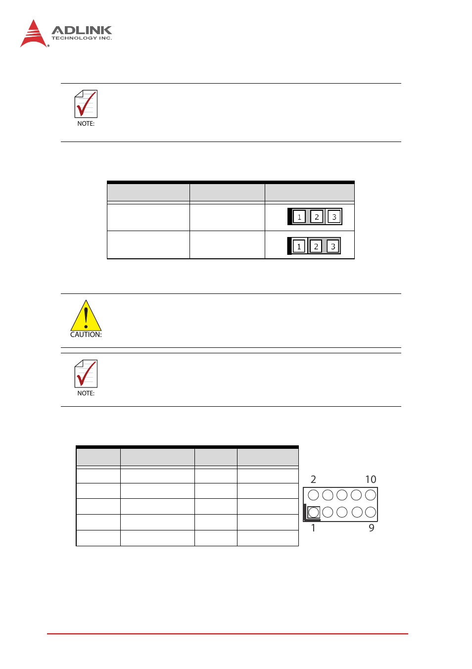 Digital i/o power select (3-pin jgpio_pwr1), 6 onboard headers and connectors, Digital i/o pin header (10-pin jgpio1) | Onboard headers and connectors | ADLINK IMB-M42H User Manual | Page 24 / 56