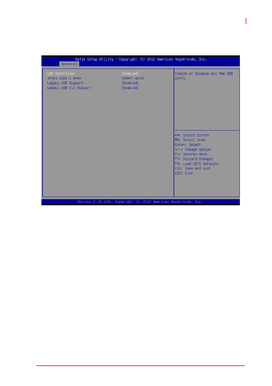 A.12 usb configuration, Usb controller, Intel usb 3.0 mode | Legacy usb support | ADLINK IMB-M42H User Manual | Page 45 / 56