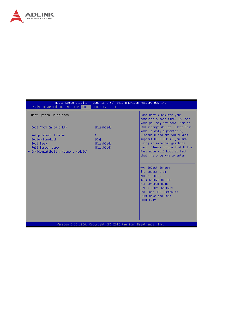 Case open feature, Clear status, A.15 boot | Boot from onboard lan, Setup prompt timeout | ADLINK IMB-M42H User Manual | Page 48 / 56