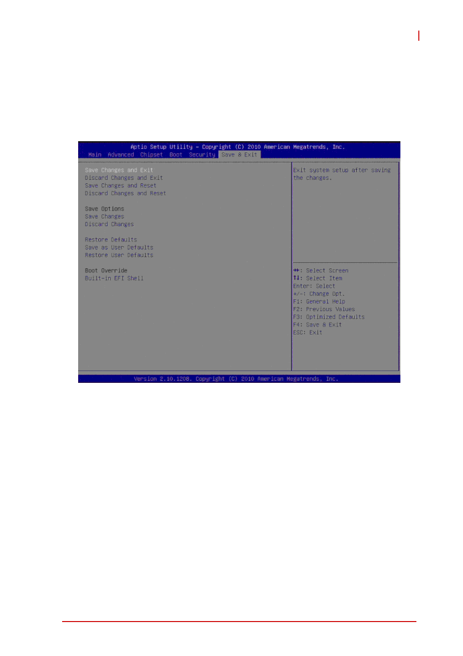 7 save & exit menu, Save changes and exit, Discard changes and exit | Save & exit menu | ADLINK M-342 User Manual | Page 87 / 100