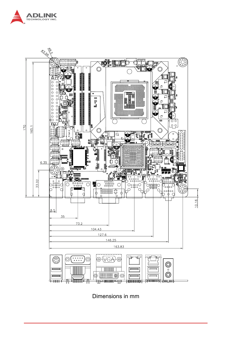 6 mechanical dimensions, Mechanical dimensions | ADLINK AmITX-IB-I User Manual | Page 18 / 82