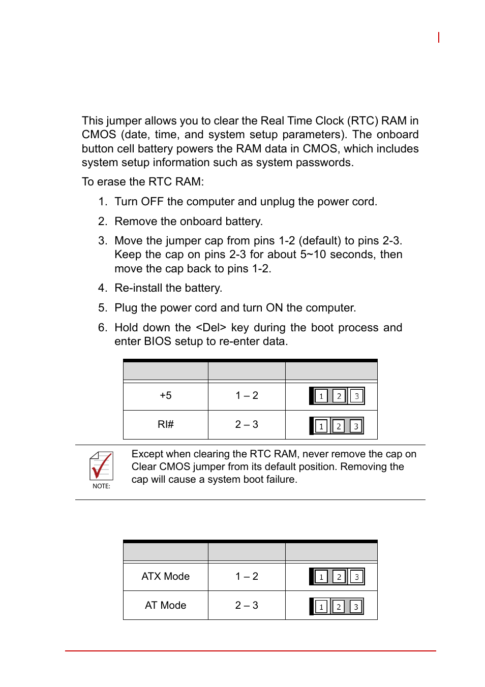 4 jumpers, Clear cmos (jcmos1), At/atx power mode select (jpson) | Jumpers | ADLINK AmITX-IB-I User Manual | Page 29 / 82