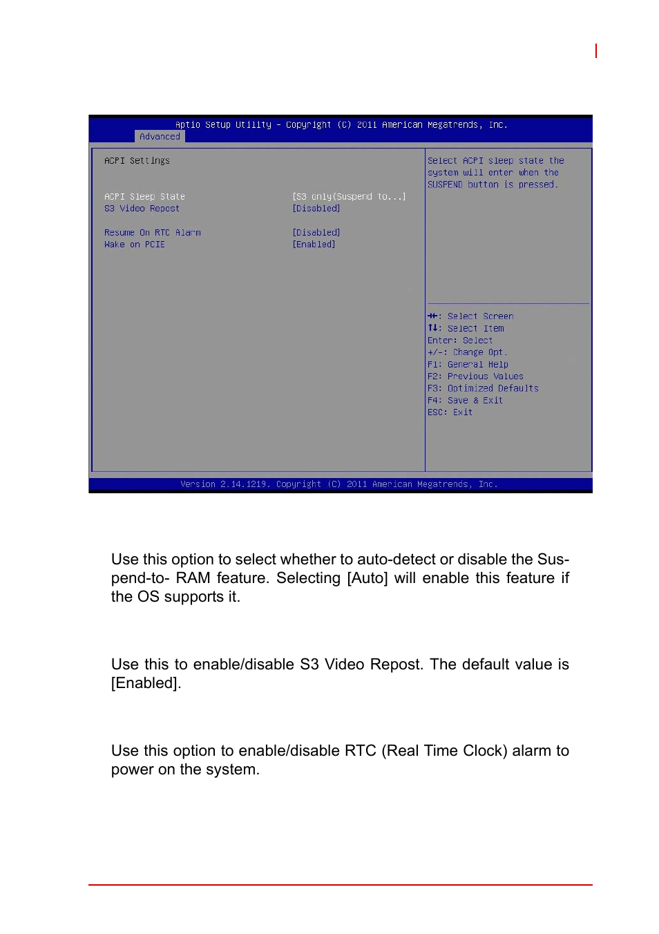 1 acpi configuration, Acpi sleep state, S3 video repost | Rtc alarm power on | ADLINK AmITX-IB-I User Manual | Page 45 / 82
