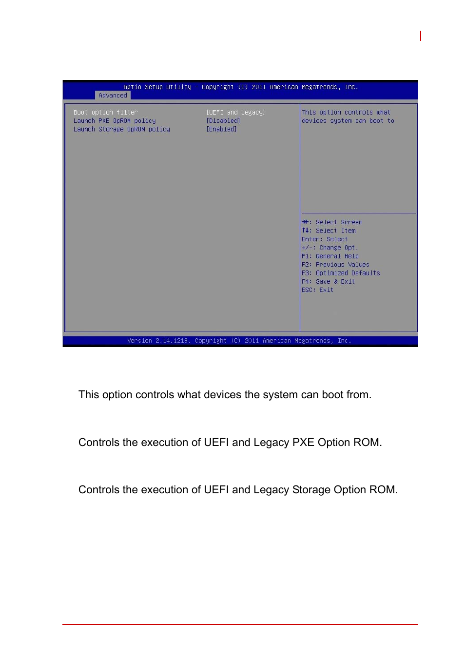 9 option rom policy, Boot option filter, Launch pxe oprom policy | Launch storage oprom policy | ADLINK AmITX-IB-I User Manual | Page 53 / 82