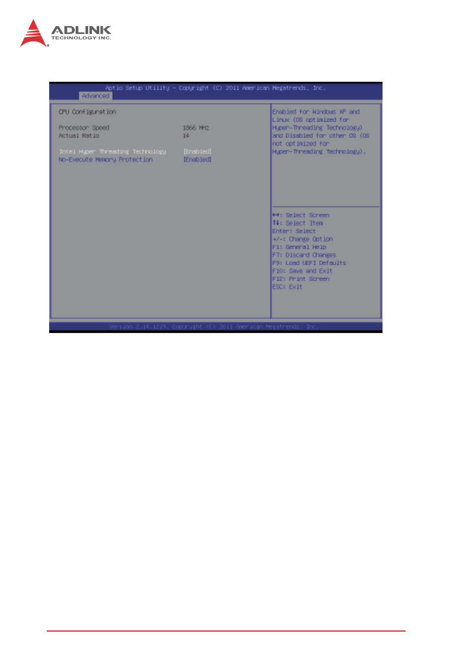 1 cpu configuration, Intel hyper-threading technology, No-execute memory protection | ADLINK IMB-T10 User Manual | Page 48 / 70