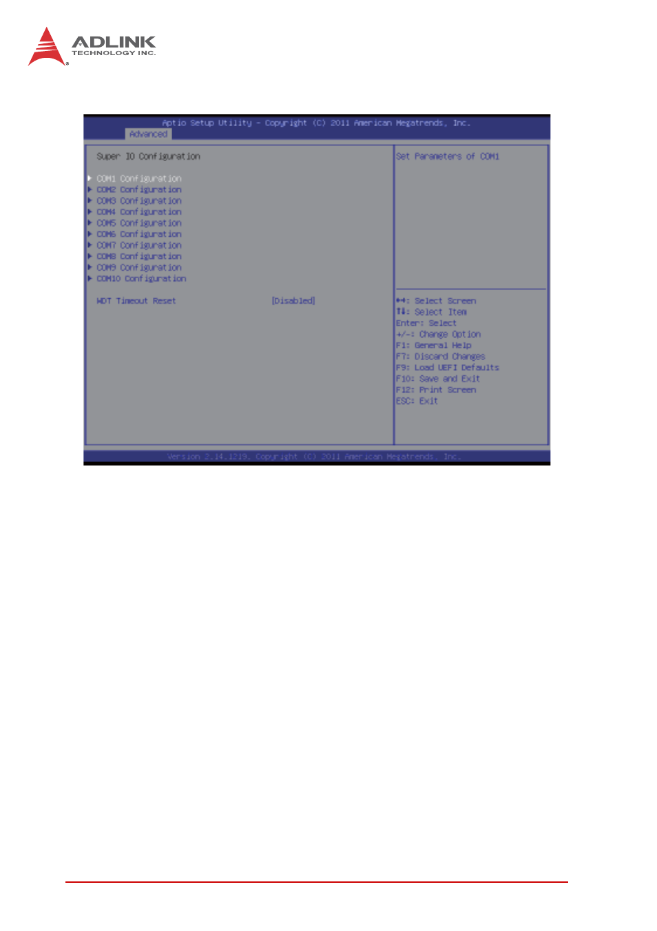 4 super io configuration, Com1~10 configuration, Wdt timeout reset | ADLINK IMB-T10 User Manual | Page 52 / 70