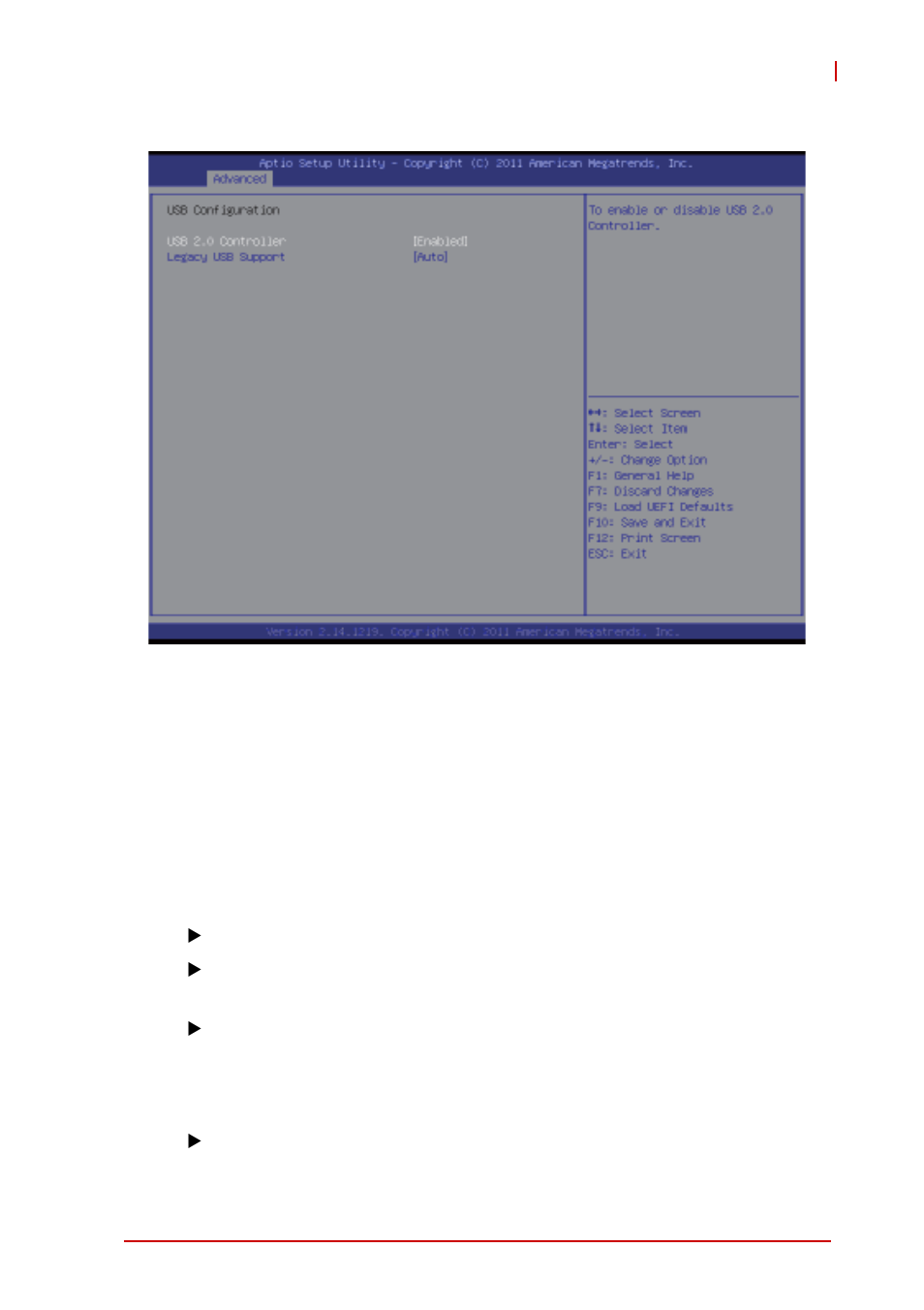 6 usb configuration, Usb 2.0 controller, Legacy usb support | ADLINK IMB-T10 User Manual | Page 55 / 70