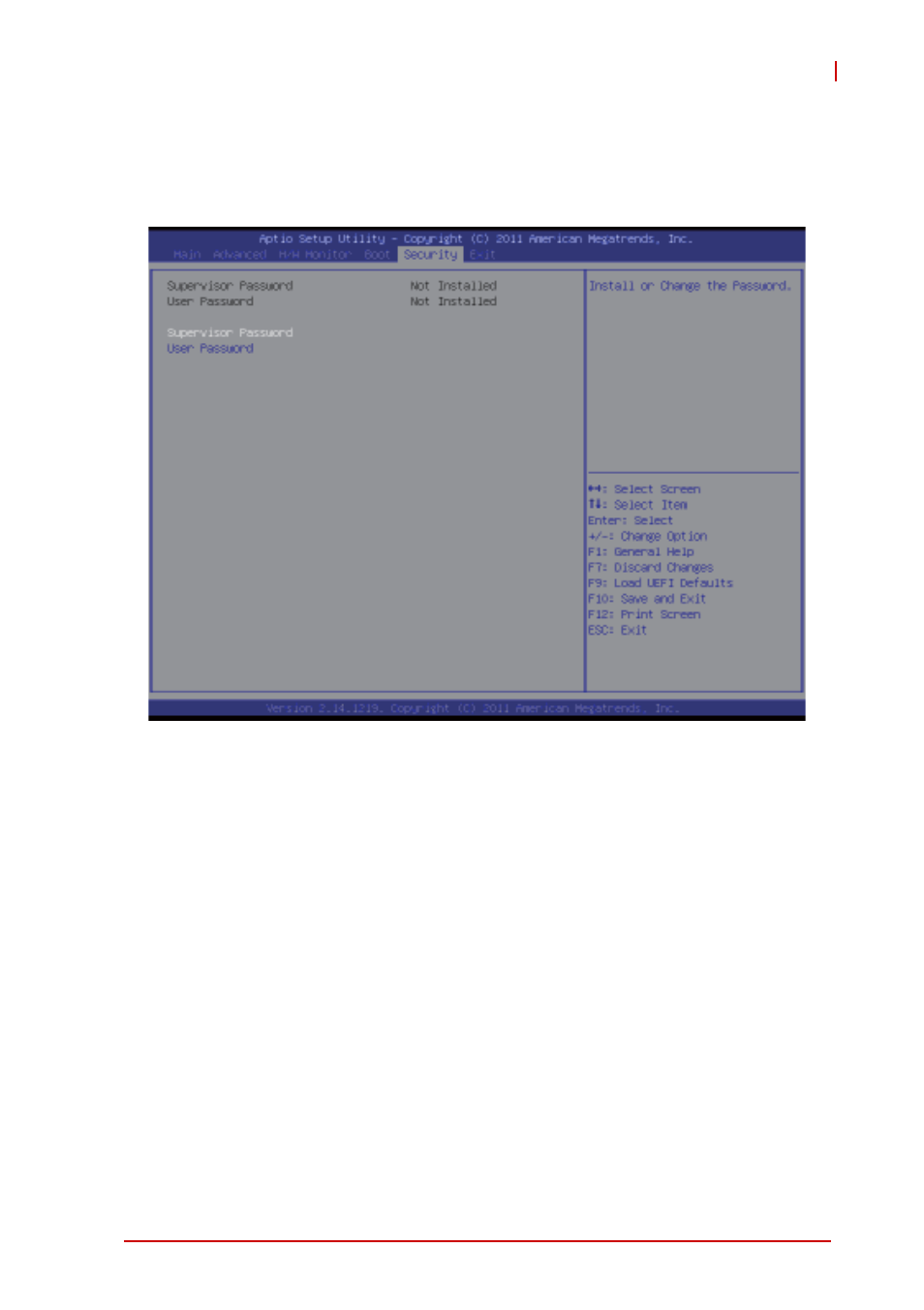 6 security screen, Security screen | ADLINK IMB-T10 User Manual | Page 59 / 70