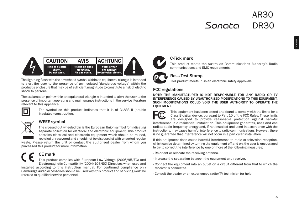 Ar30 dr30 | Cambridge Audio SONATA AR30 User Manual | Page 5 / 26