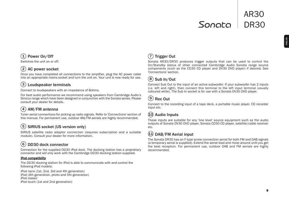 Ar30 dr30 | Cambridge Audio SONATA AR30 User Manual | Page 9 / 26