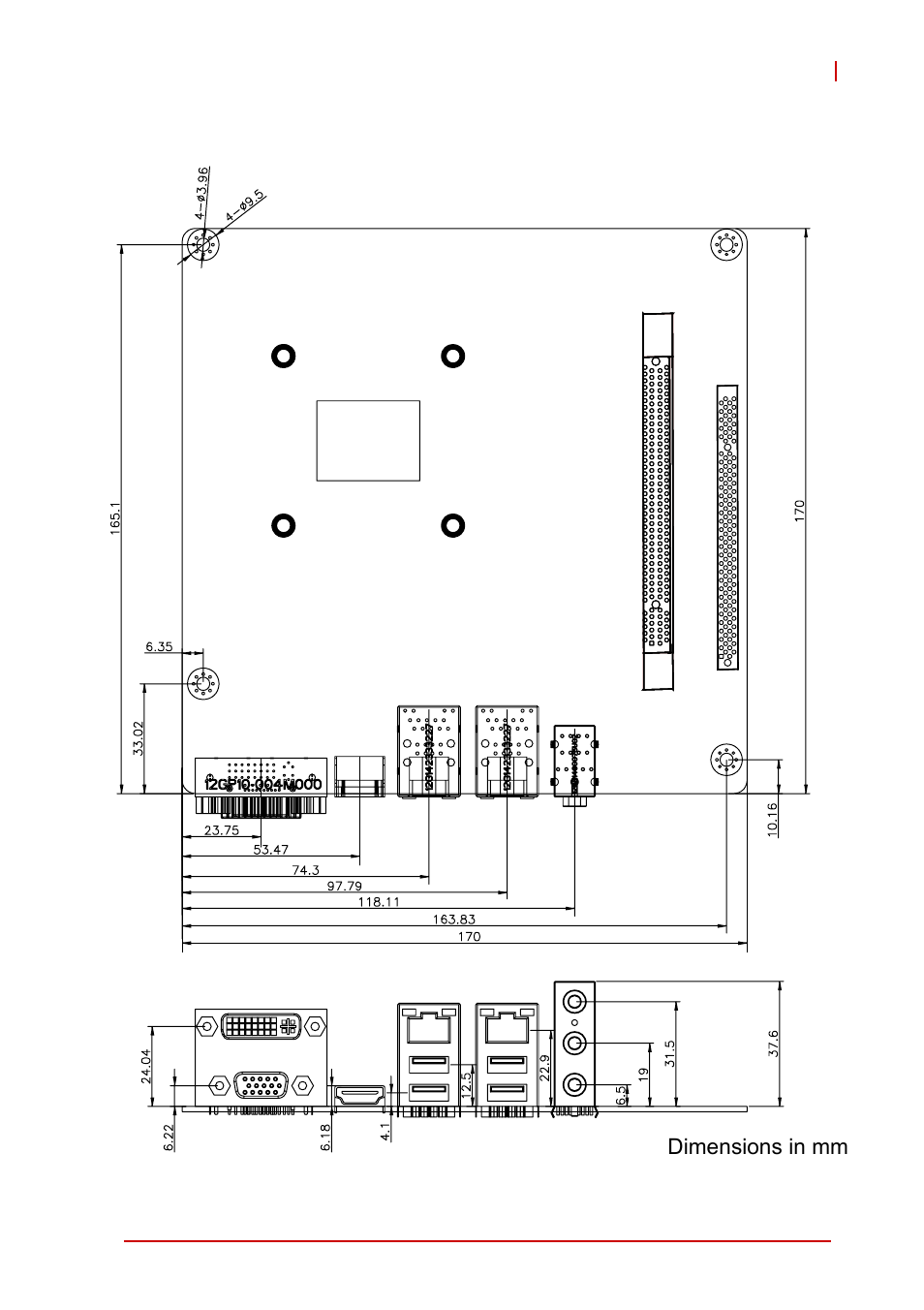9 mechanical dimensions, Mechanical dimensions, Figure 1-4: mi-220 board dimensions | ADLINK MI-220 User Manual | Page 23 / 92
