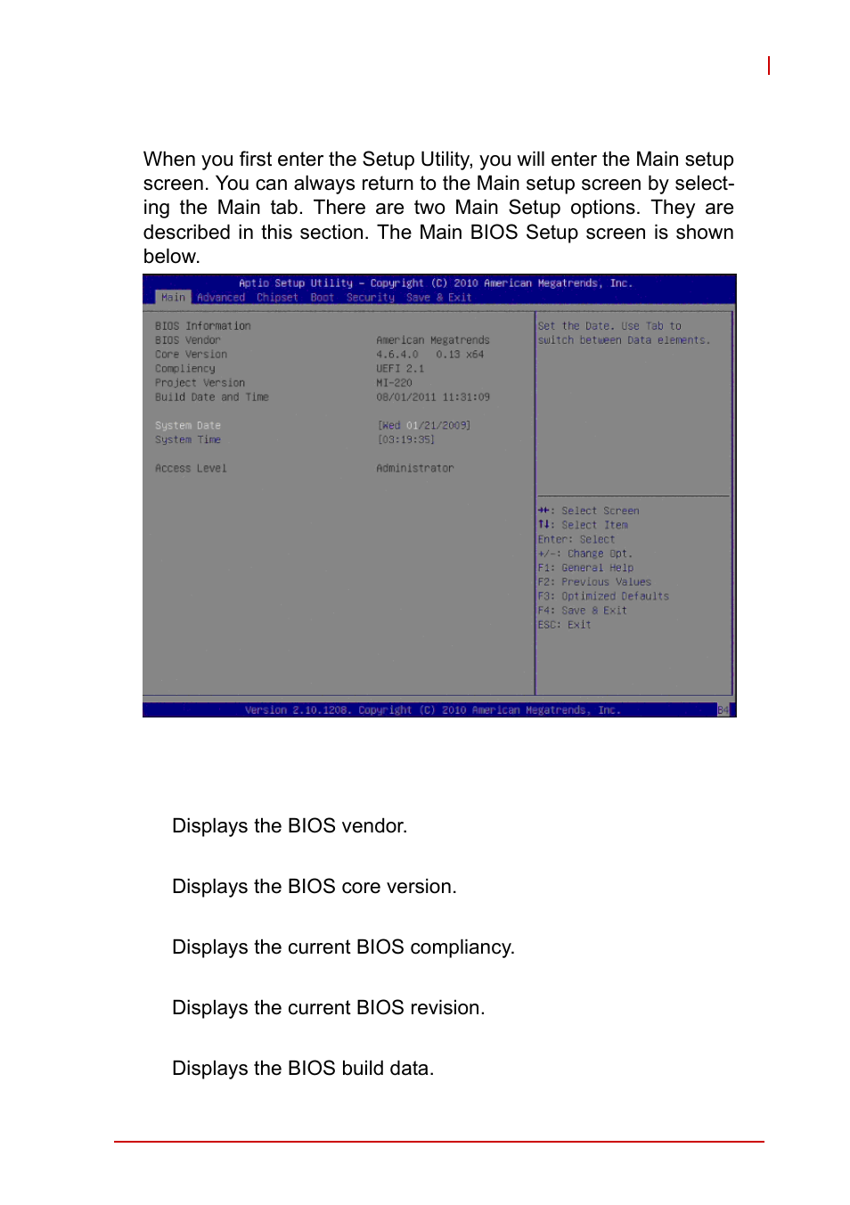 2 main setup, System & board info, Main setup | ADLINK MI-220 User Manual | Page 45 / 92