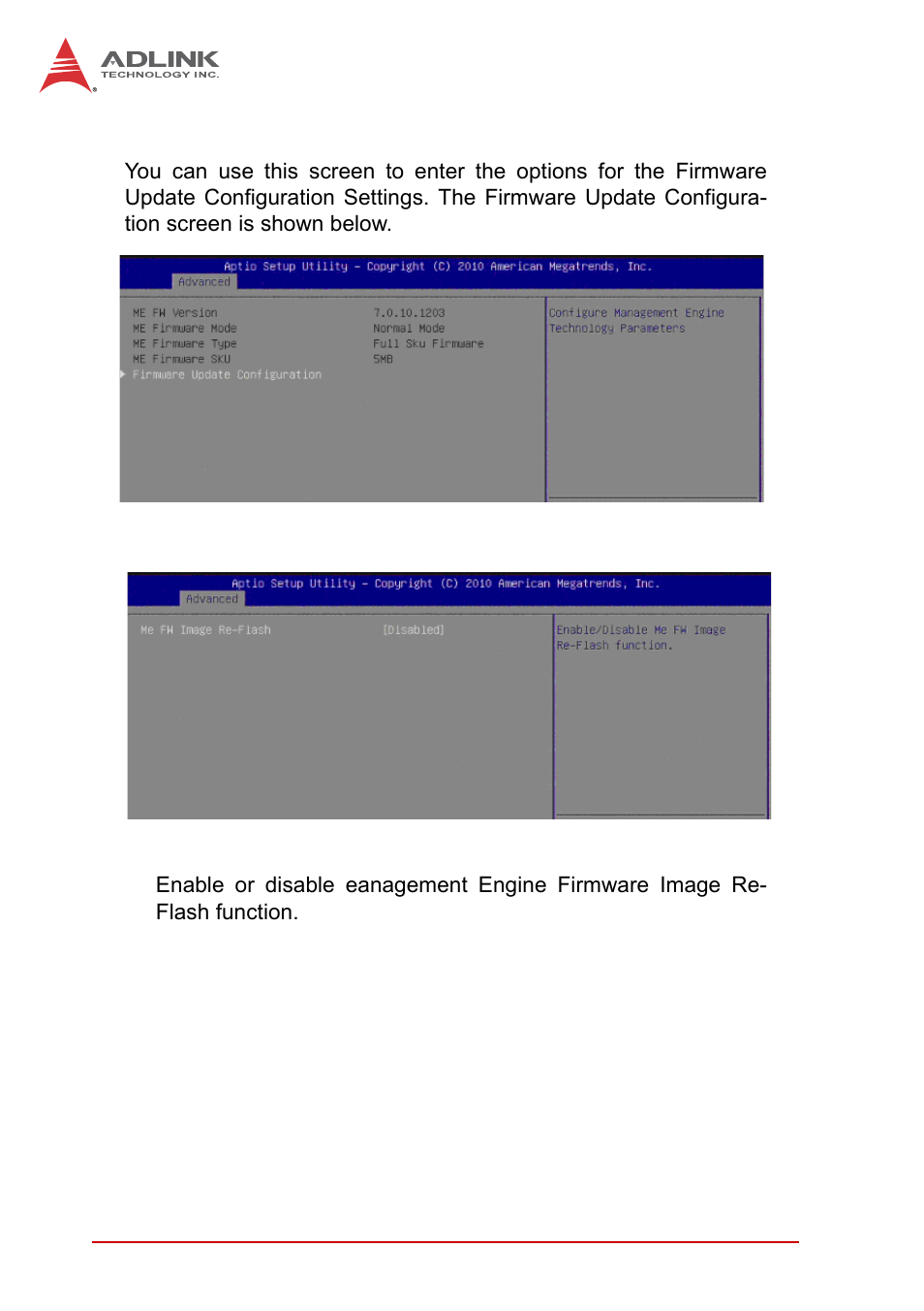 4 pch-fw configuration, Firmware update configuration, Me fw image re-flash | ADLINK MI-220 User Manual | Page 52 / 92