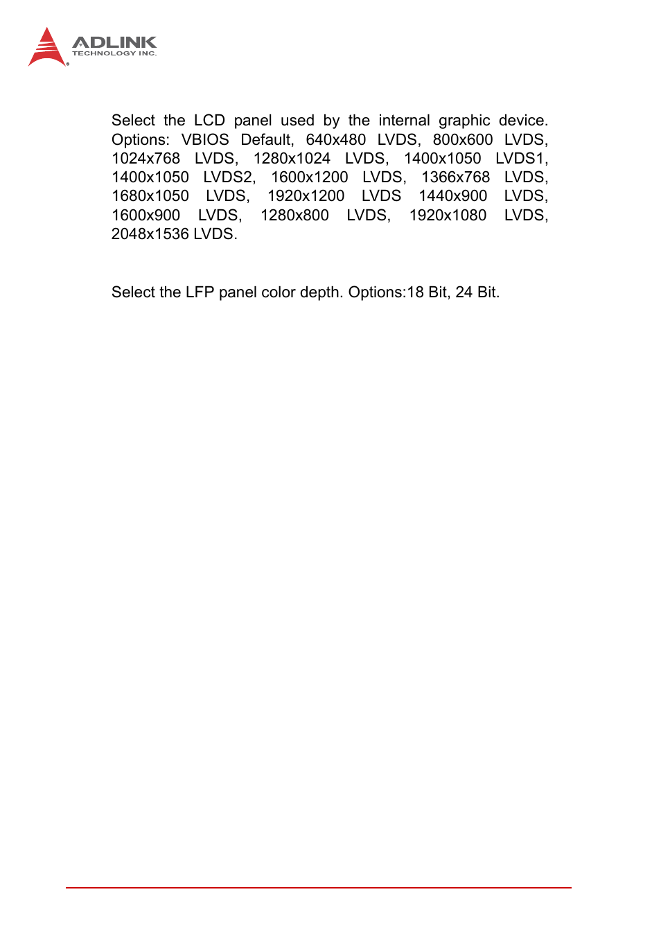 Lcd panel type, Panel color depth | ADLINK MI-220 User Manual | Page 68 / 92