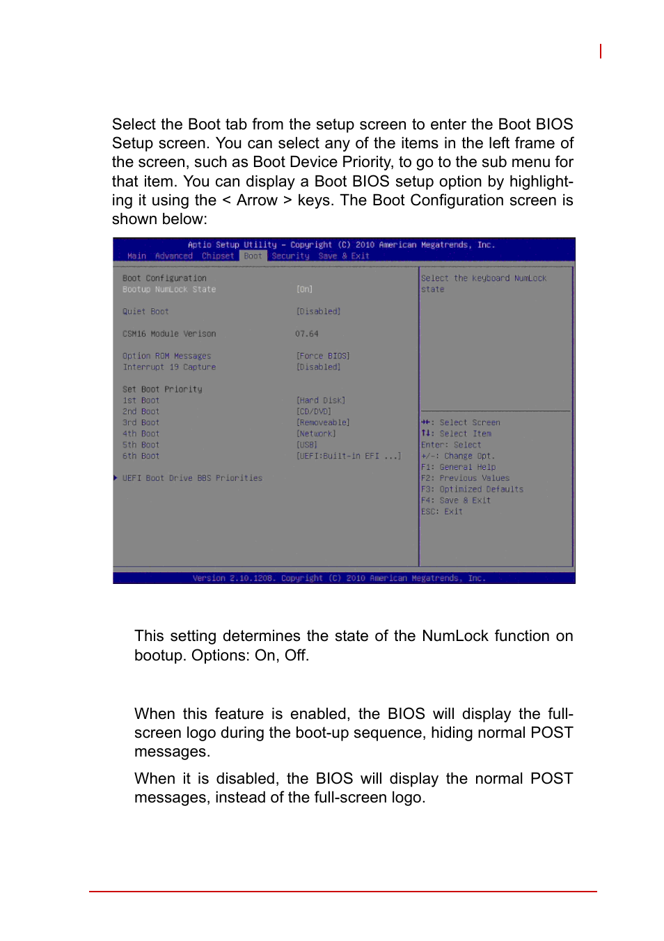 5 boot configuration, Bootup numlock state, Quiet boot | Boot configuration | ADLINK MI-220 User Manual | Page 73 / 92