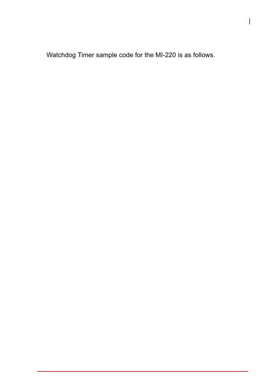 Appendix a - watchdog timer, Wdt sample code, Appendix a, watchdog timer | A appendix: watchdog timer | ADLINK MI-220 User Manual | Page 79 / 92