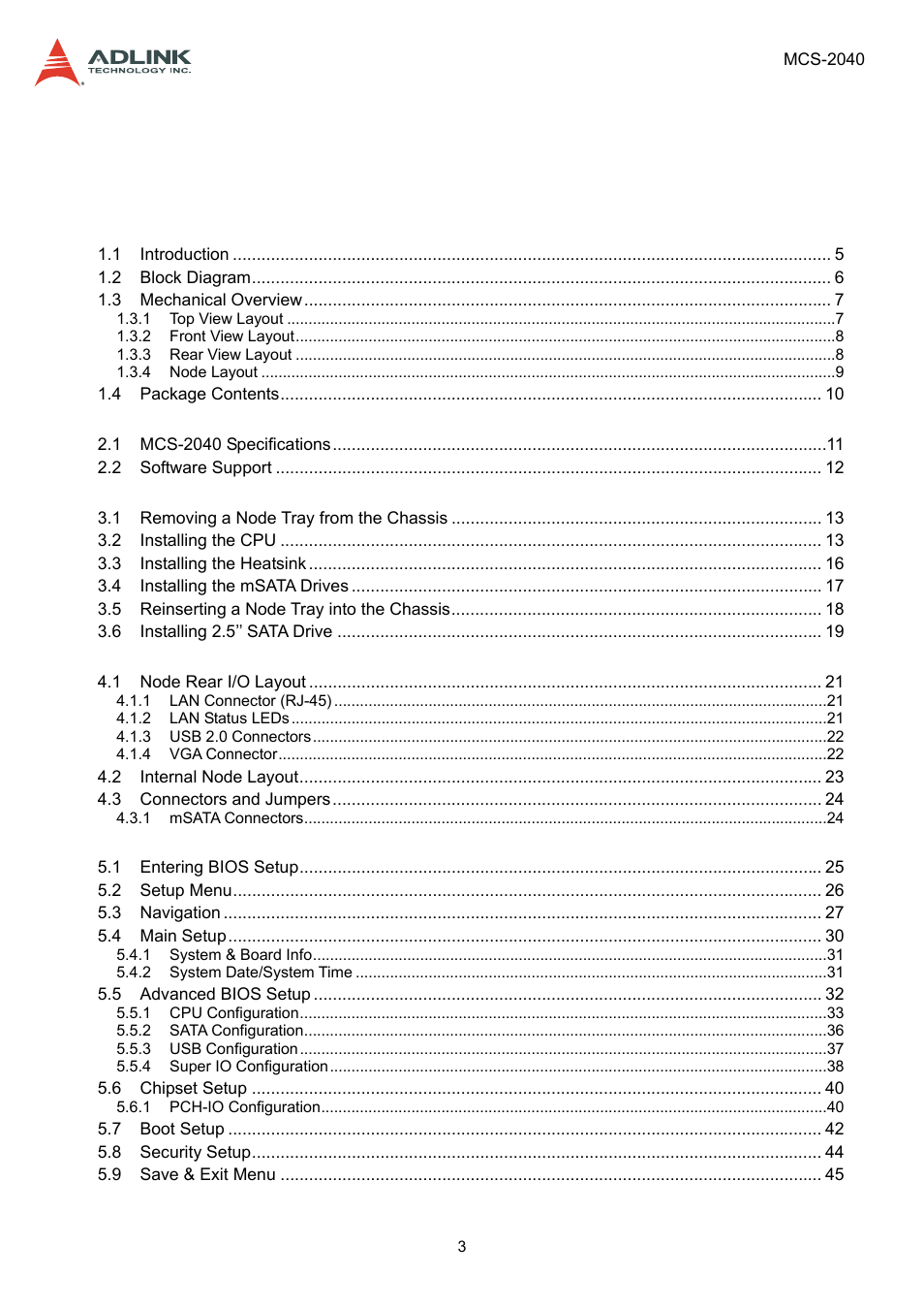 ADLINK MCS-2040 User Manual | Page 3 / 63