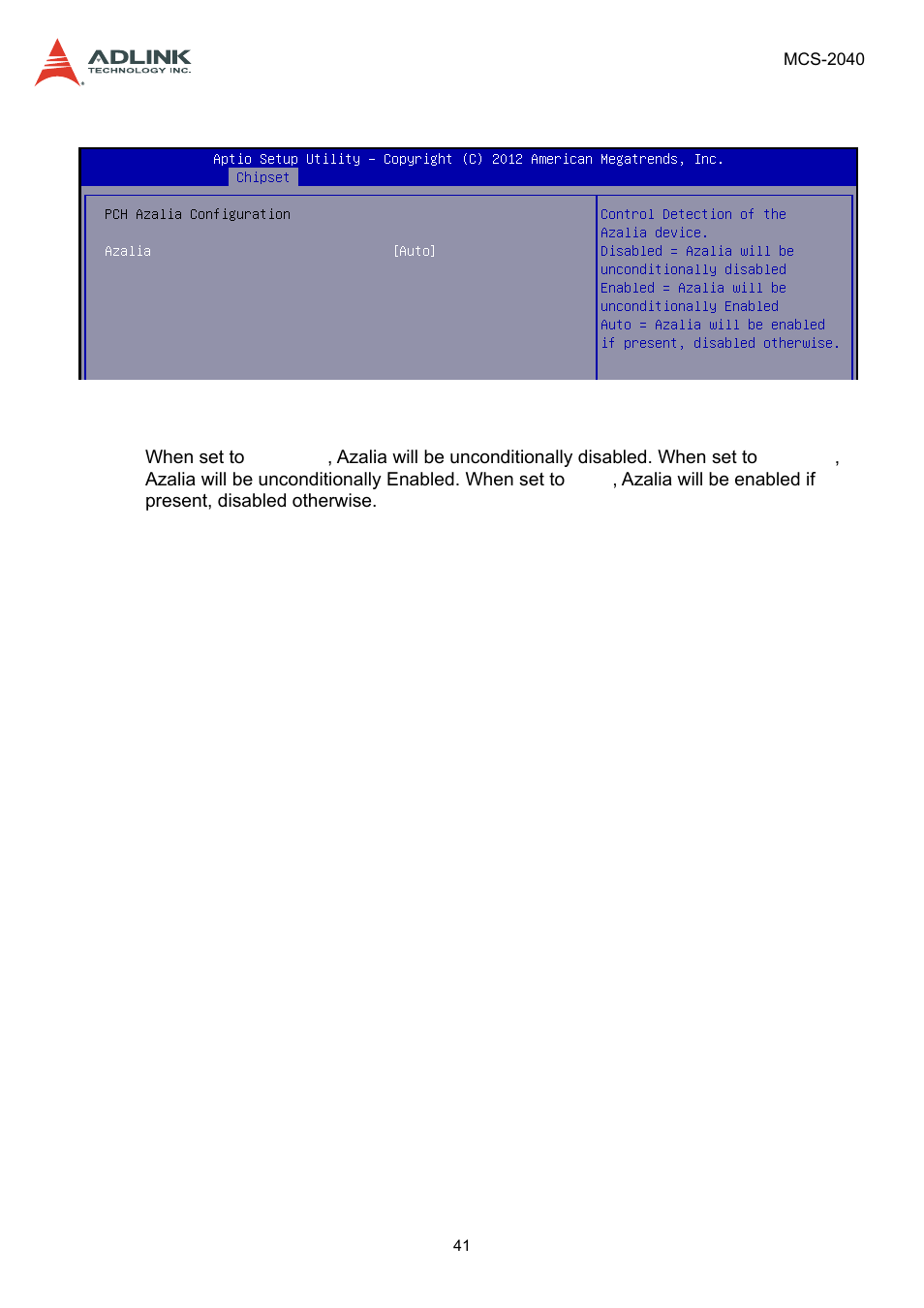 1 pch azalia configuration | ADLINK MCS-2040 User Manual | Page 41 / 63