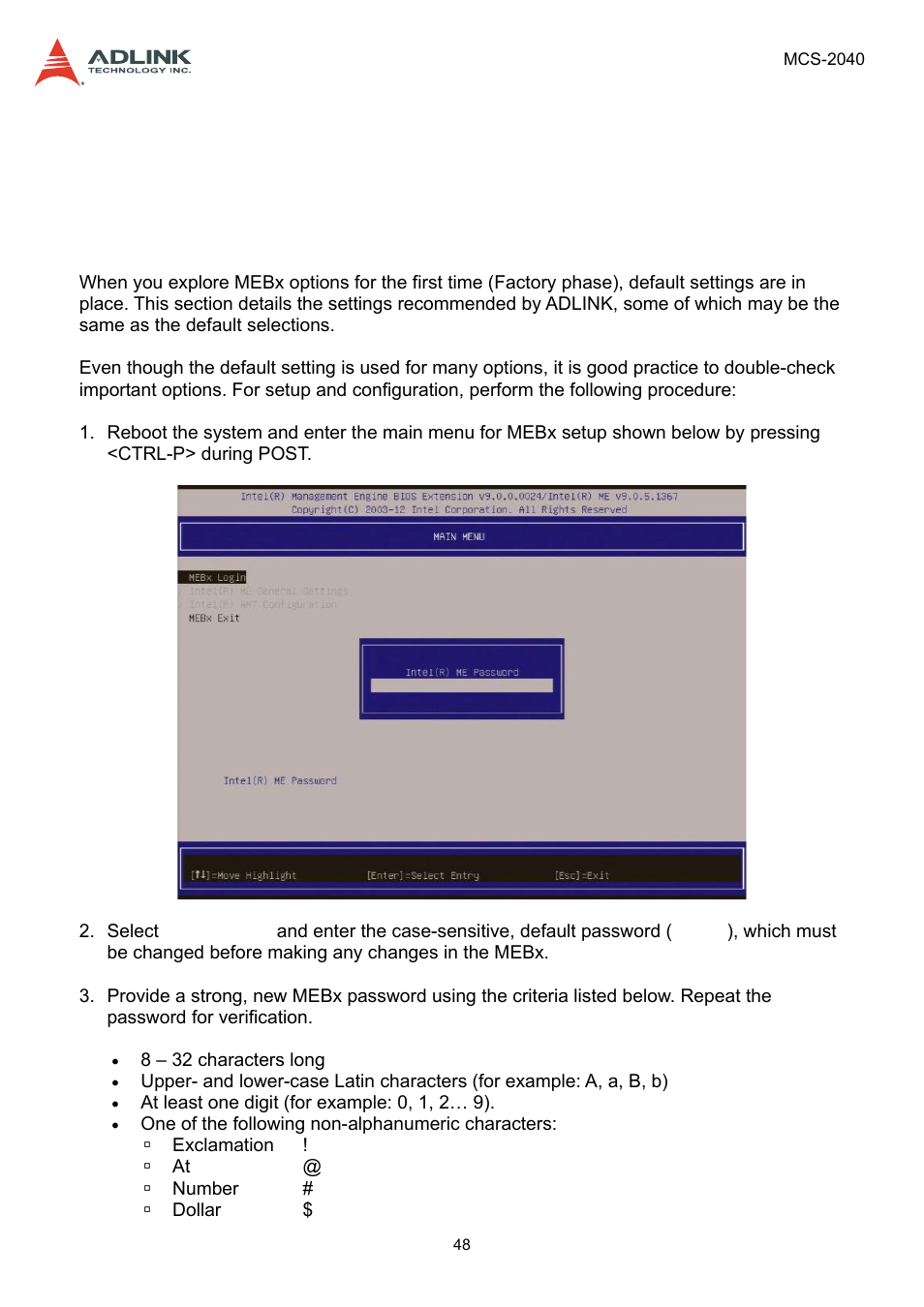 Appendix i. intel® amt setup guide, Intel® amt configuration | ADLINK MCS-2040 User Manual | Page 48 / 63