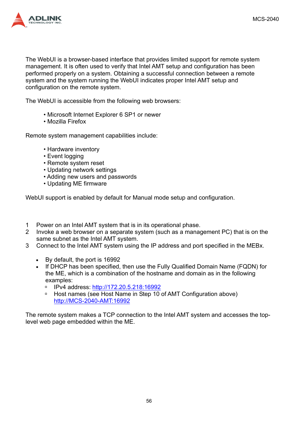 Using the web ui | ADLINK MCS-2040 User Manual | Page 56 / 63