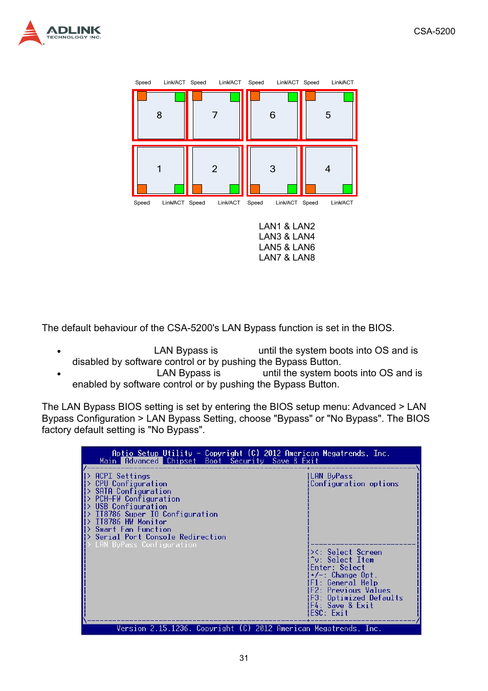 2 bios settings, Bios settings | ADLINK CSA-5200 User Manual | Page 31 / 69