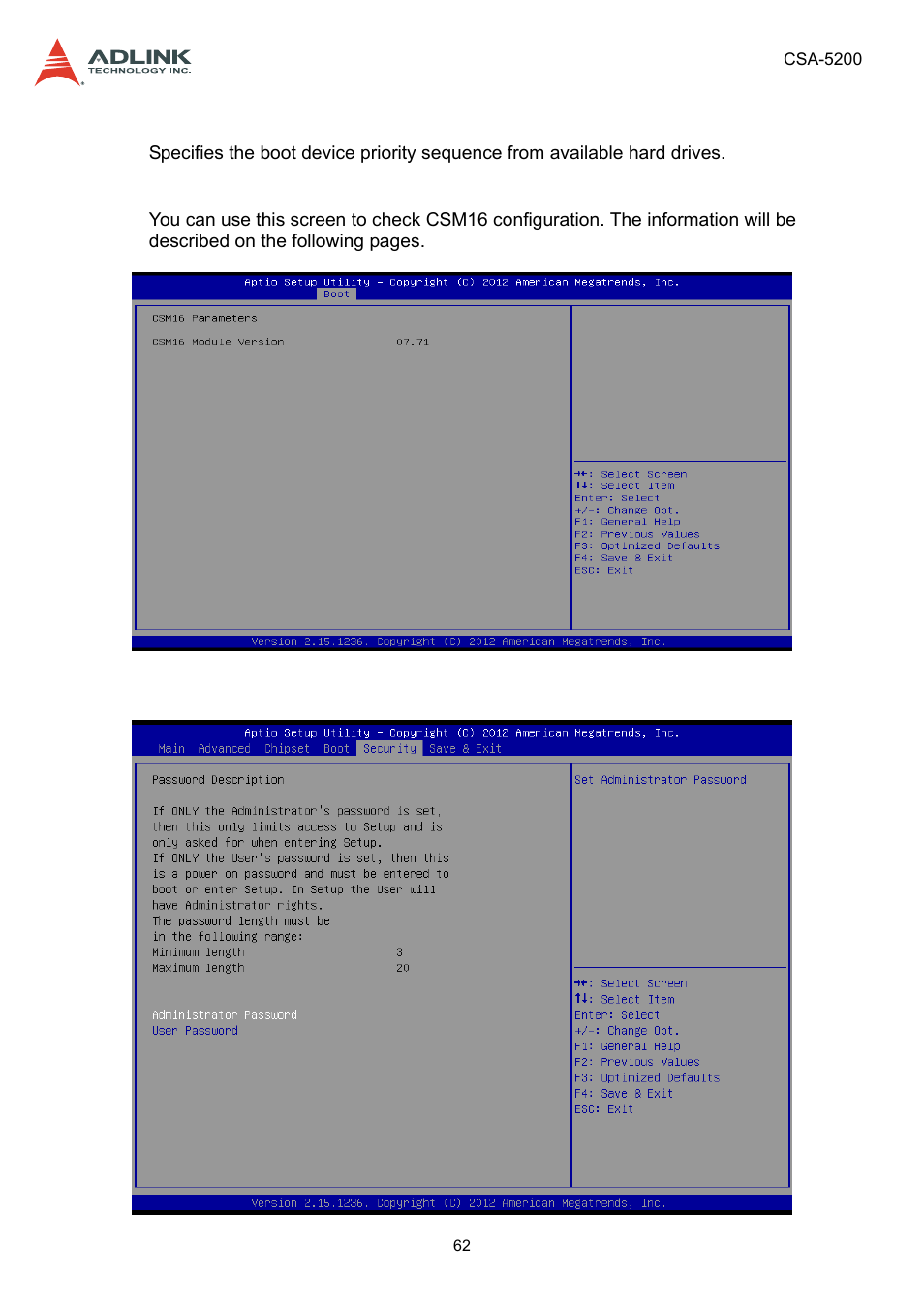 8 security setup, Security setup | ADLINK CSA-5200 User Manual | Page 62 / 69