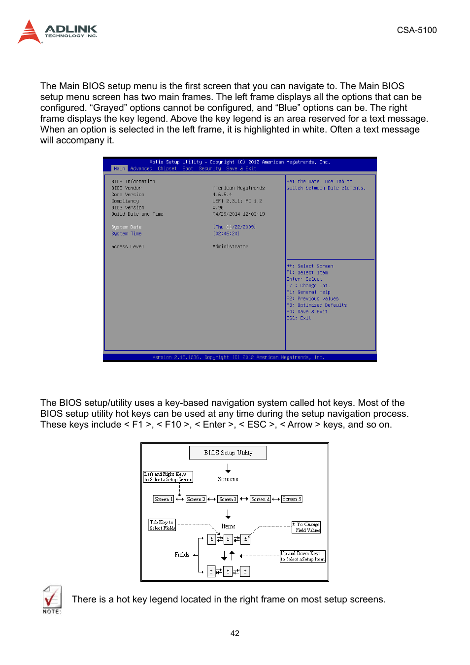 2 setup menu, 3 navigation, Setup menu | Navigation | ADLINK CSA-5100 User Manual | Page 42 / 70