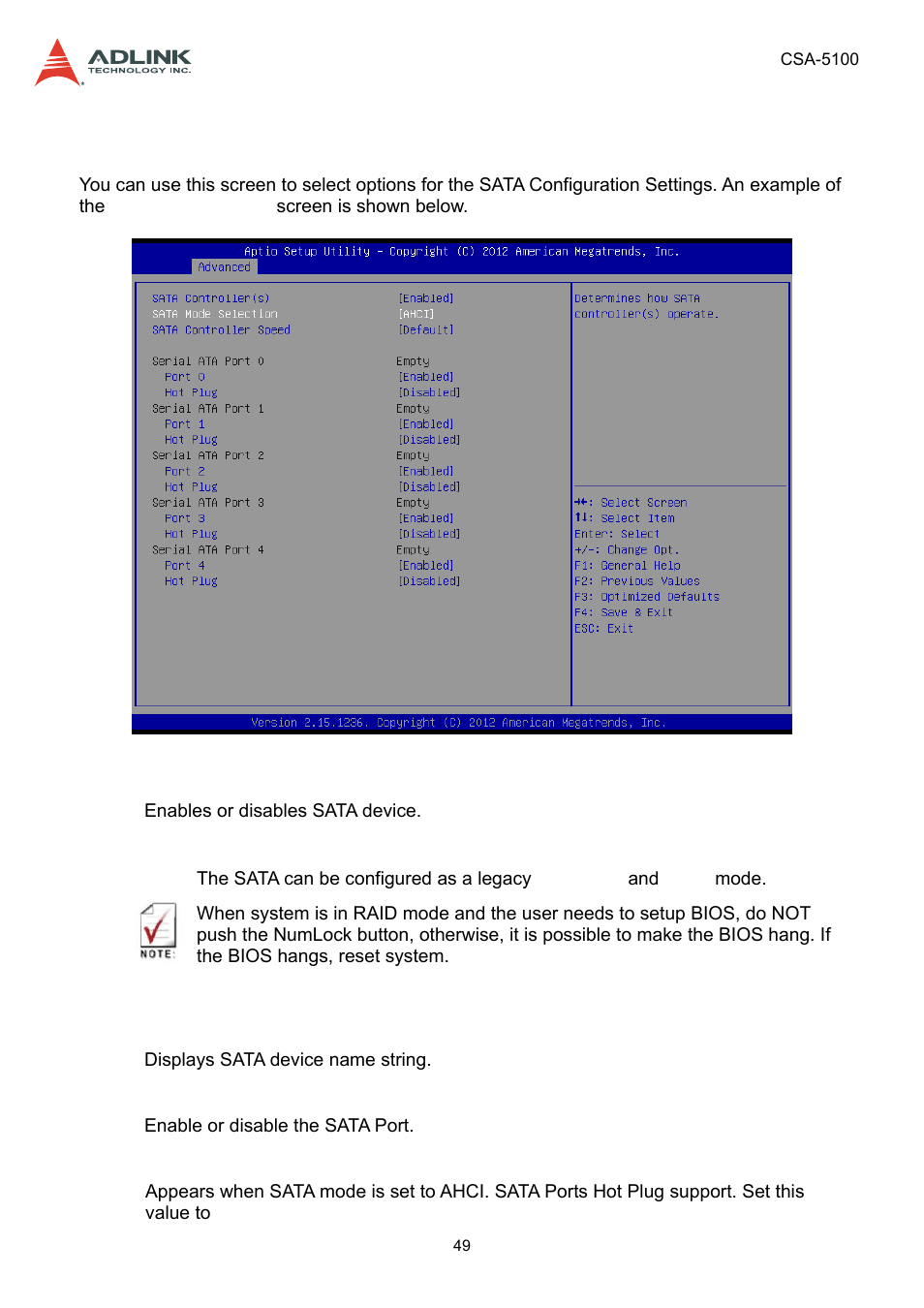 3 sata configuration, Sata configuration | ADLINK CSA-5100 User Manual | Page 49 / 70