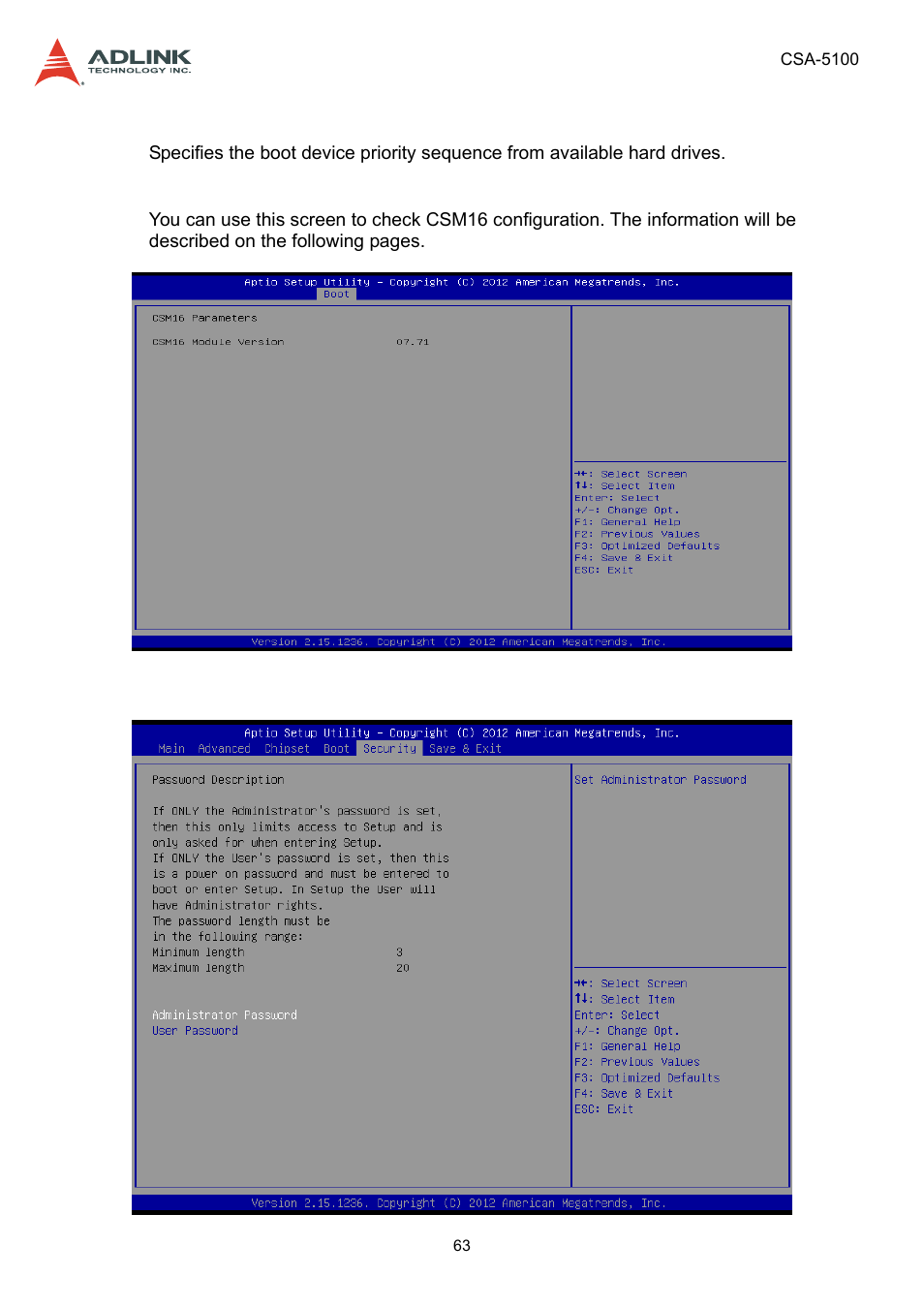 8 security setup, Security setup | ADLINK CSA-5100 User Manual | Page 63 / 70