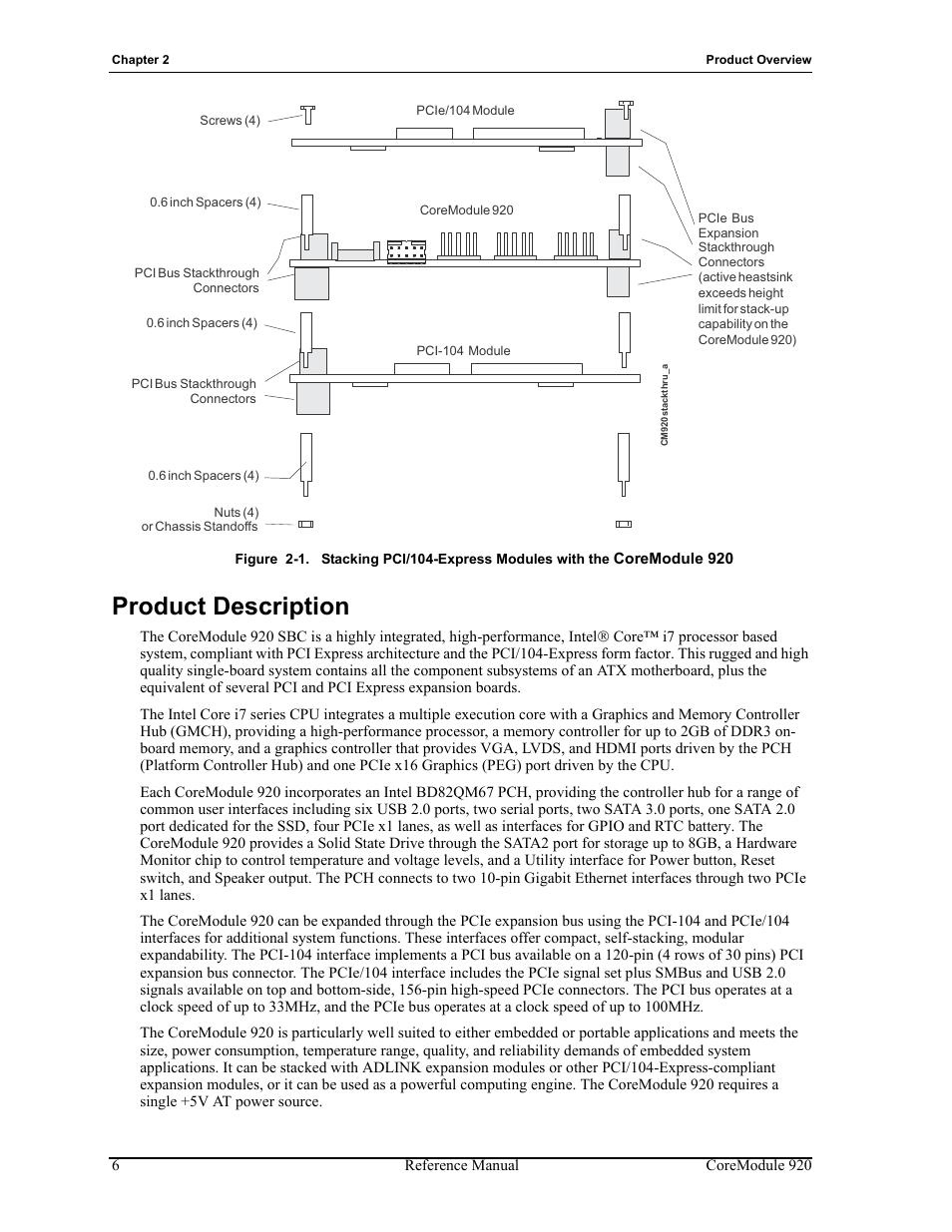 Product description, Figure 2-1 | ADLINK CoreModule 920 User Manual | Page 12 / 64