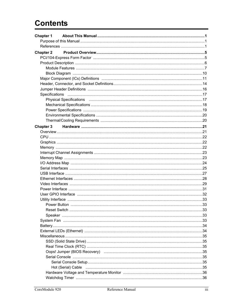 ADLINK CoreModule 920 User Manual | Page 3 / 64