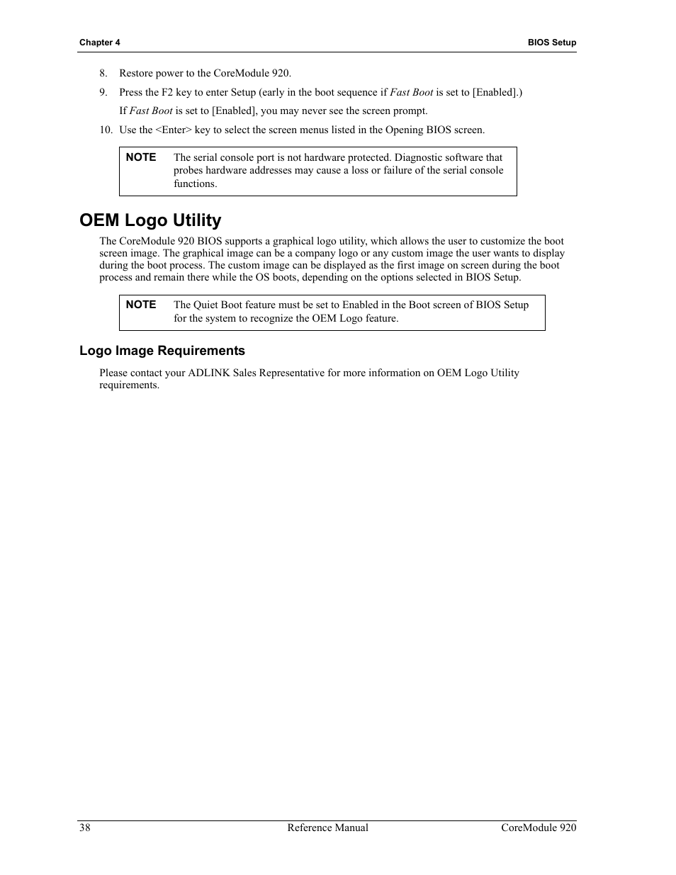 Oem logo utility, Logo image requirements | ADLINK CoreModule 920 User Manual | Page 44 / 64