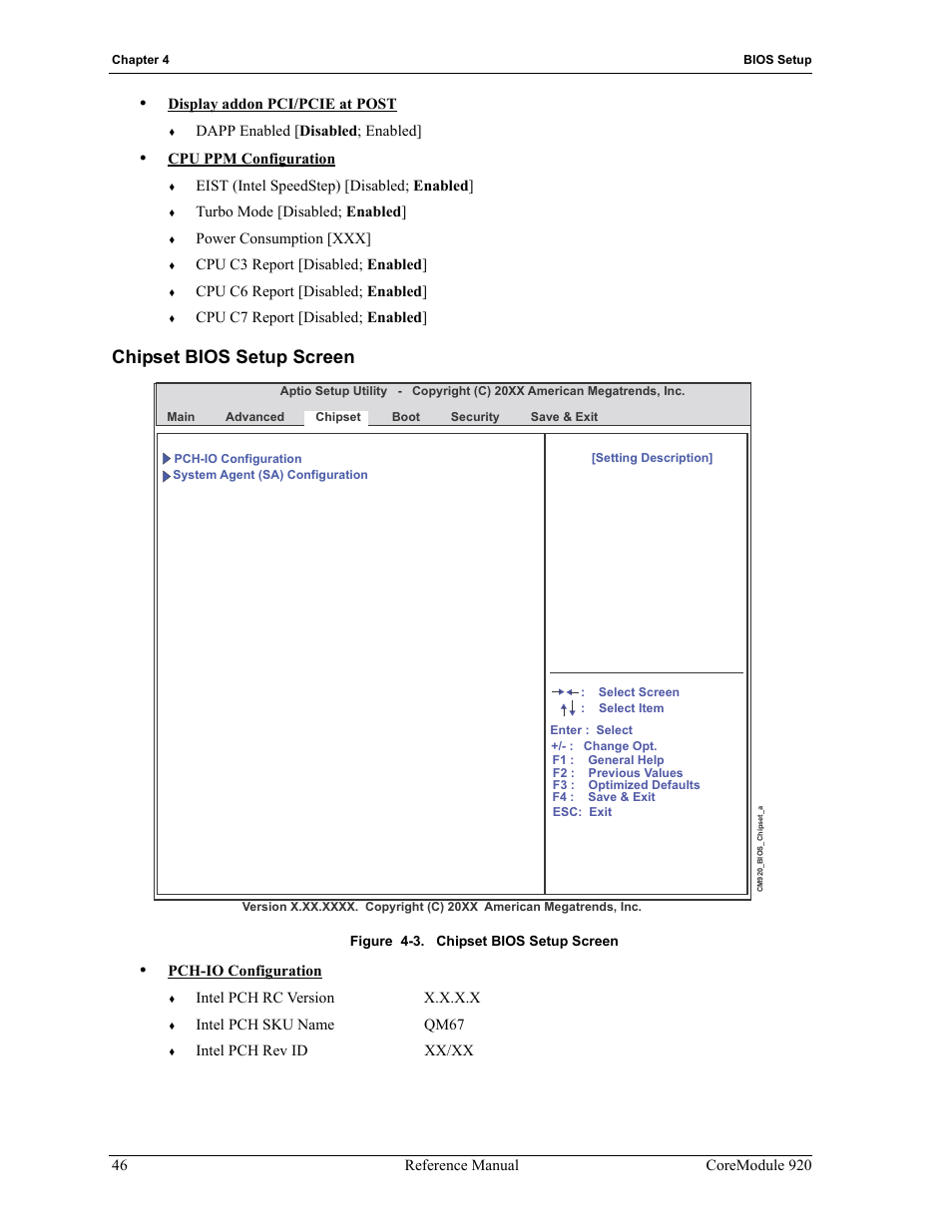 Chipset bios setup screen, Figure 4-3 | ADLINK CoreModule 920 User Manual | Page 52 / 64