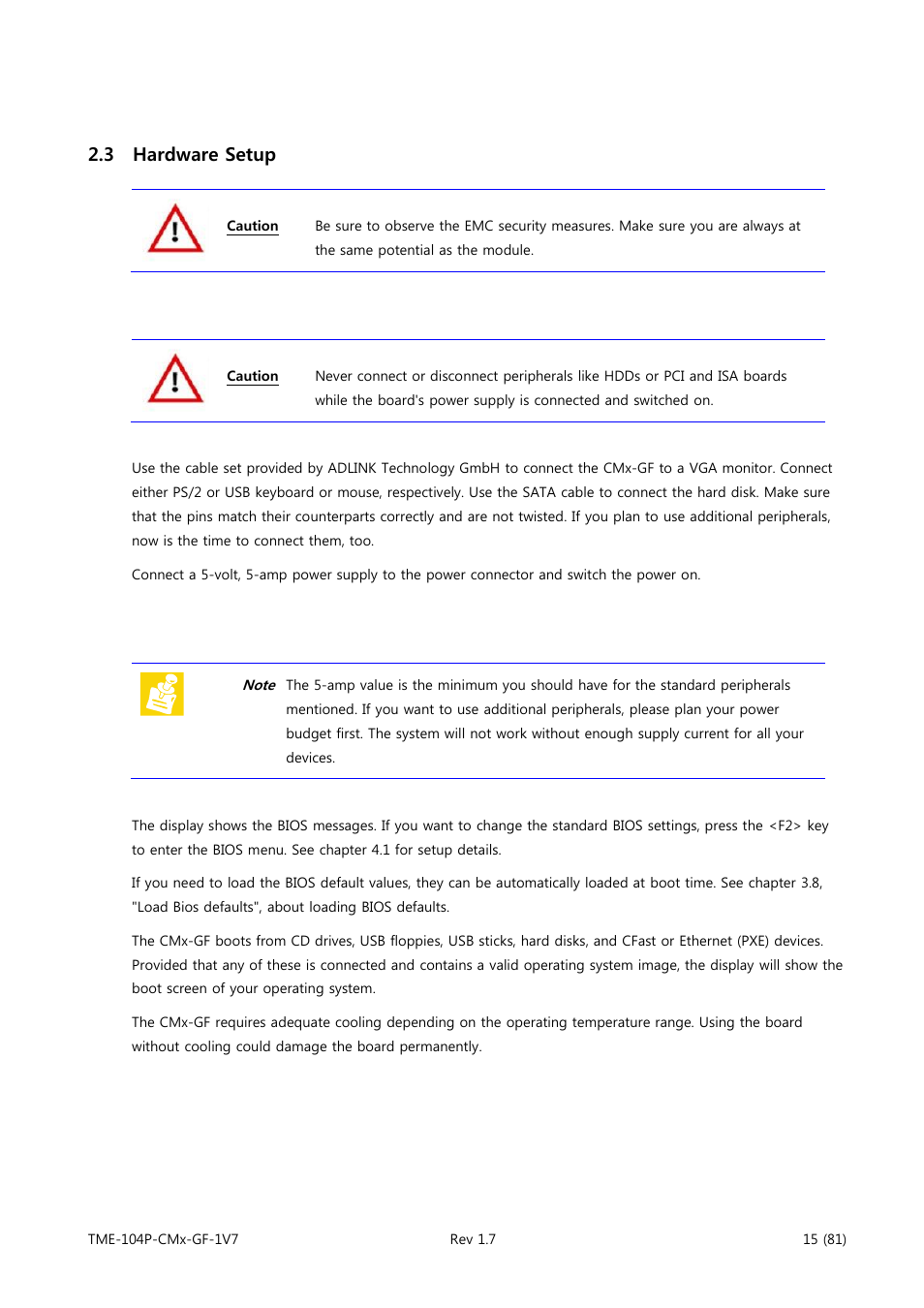 Hardware setup, 3 hardware setup | ADLINK CM3-GF User Manual | Page 23 / 93