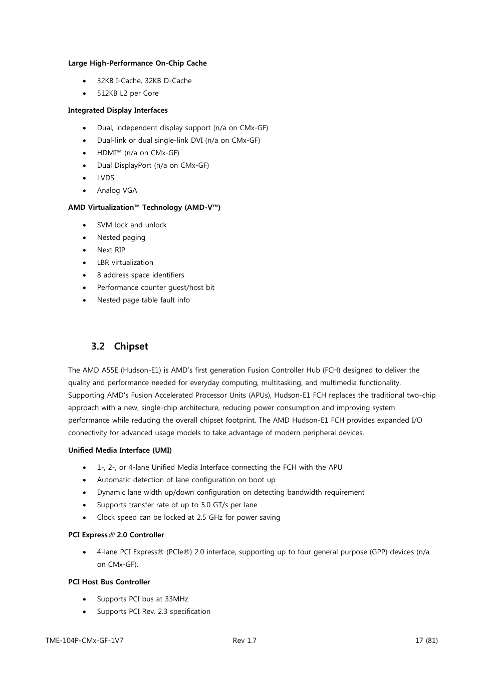 Chipset, 2 chipset | ADLINK CM3-GF User Manual | Page 25 / 93